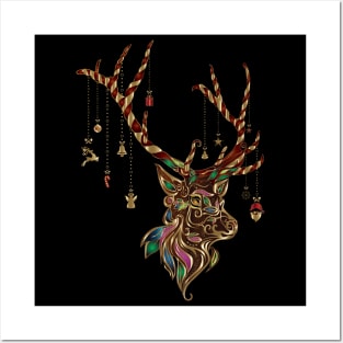 Mosaic Reindeer Head Posters and Art